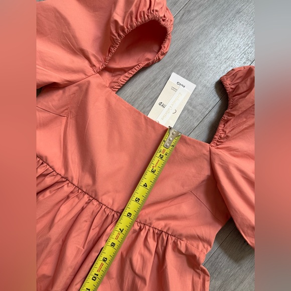 NWT Mango Miri Puffed Sleeve Mini Dress - Coral Pink 100% Cotton - Size XS - Picture 13 of 16